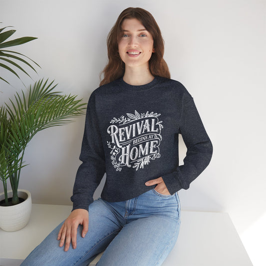 Revival Begins At Home Color Crewneck Sweatshirt