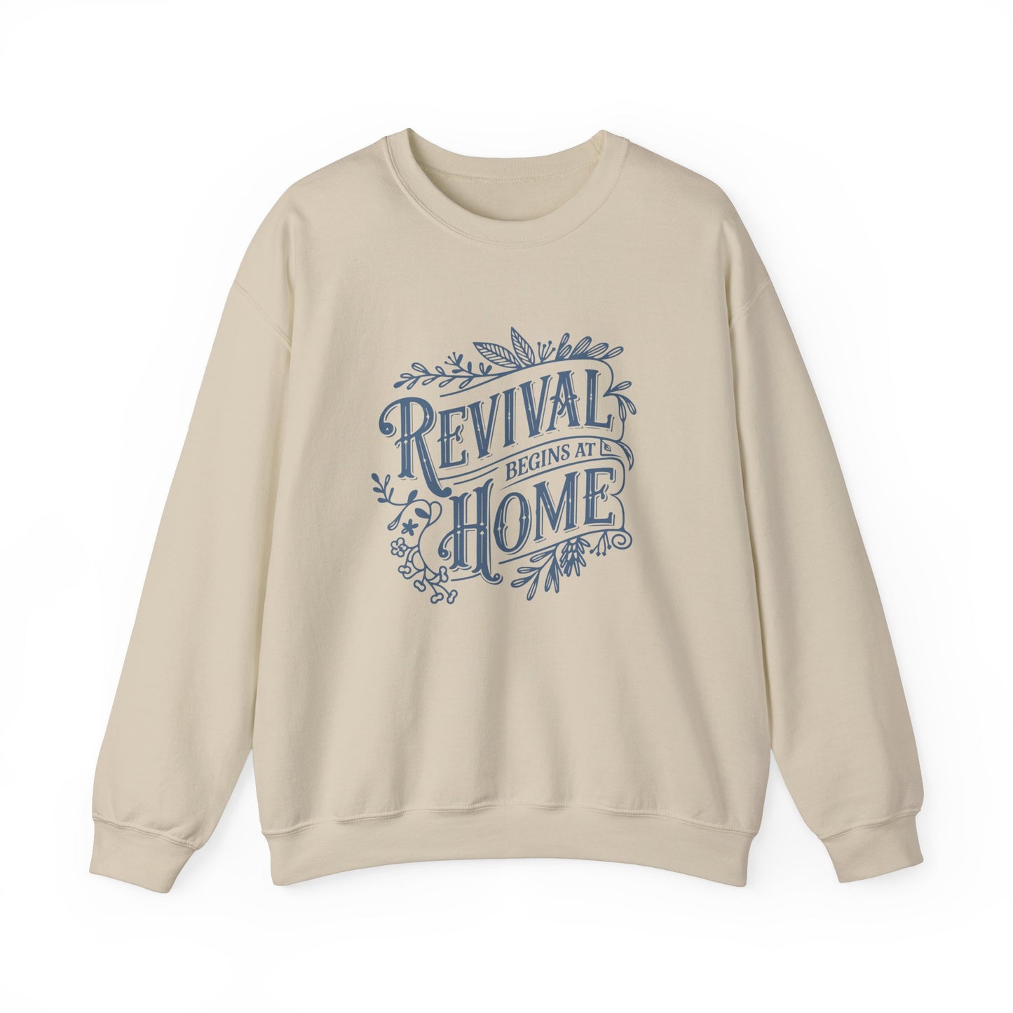 Revival Begins At Home Natural Crewneck Sweatshirt