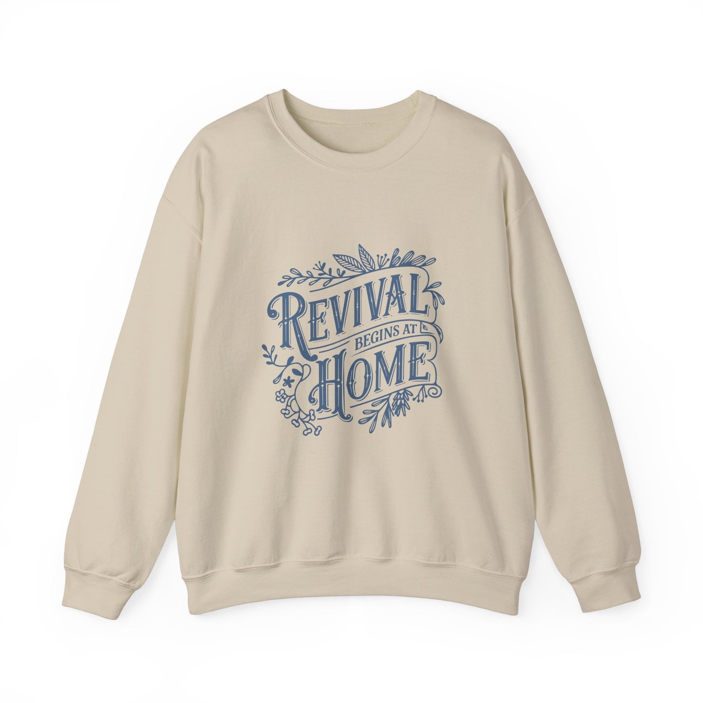 Revival Begins At Home Natural Crewneck Sweatshirt